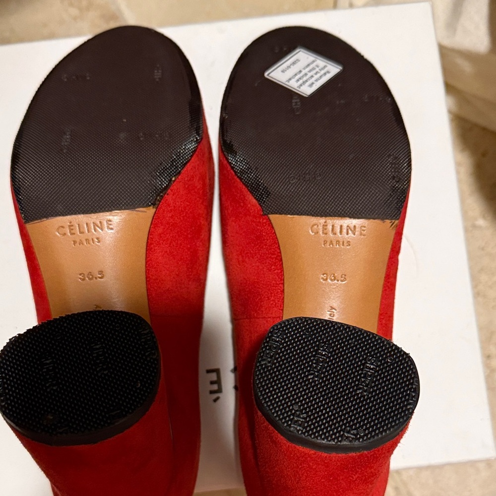 Celine Vibrant Red Suede Heels - Picture 4 of 6